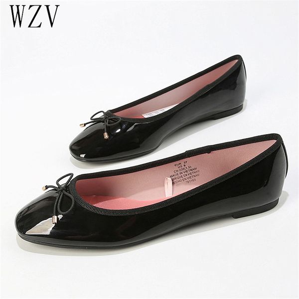 

2019 spring autumn new women shoes fashion round toe butterfly knot flat shoes woman large size35-42, Black