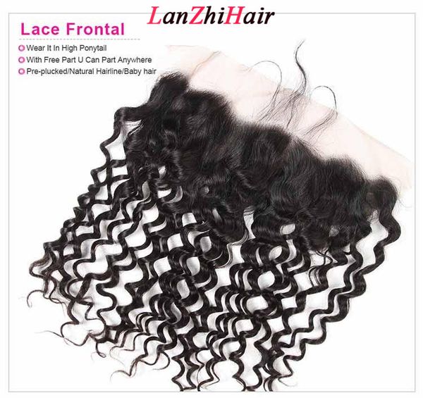 

самые дешевые бразильская волна воды 13x4 уха до уха pre щипковых кружева фронтальная закрытие сыпучие глубокая волна remy человеческих воло, Black