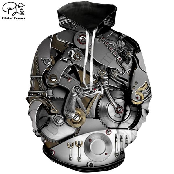 

2019 новые механические прохладно толстовки 3d толстовка мужская мужчины / женщины 3d печатных мода топ с длинным рукавом повседневная пулов, Black