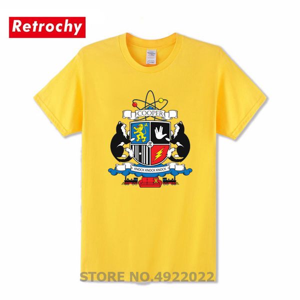 

stylish sheldon cooper coat of arms t-shirt the big bang theory t shirt funny theoretical physicist knock tshirt camisetas, White;black