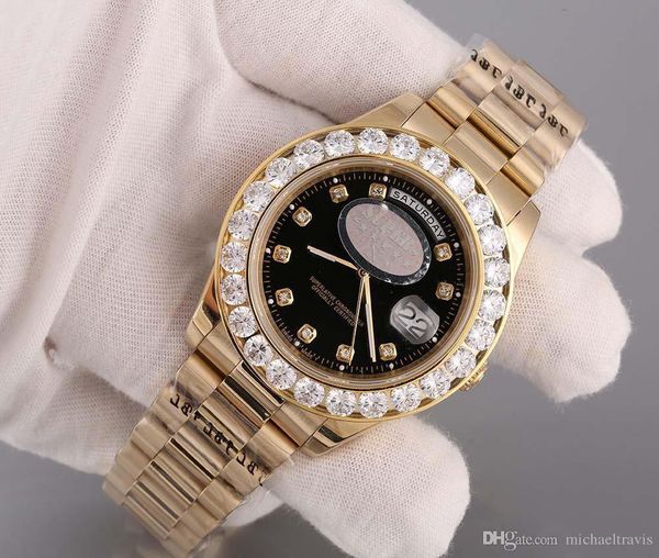 

часы Доставка Супер день Дата 18K Gold Мужские часы с циферблатом Алмазный диск и Алм