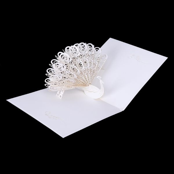 

white peacock 3d up greeting card birthday easter anniversary mother's day d08d