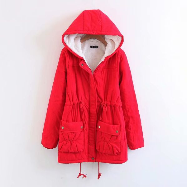 

2019 spring new style western style double pocket waist hugging slim fit hooded cotton-padded clothes, Blue;black