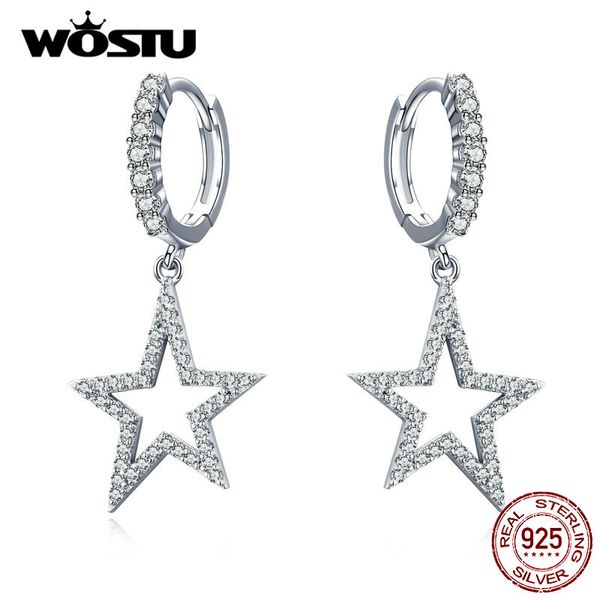 

wostu dazzling stars dangle earrings 925 sterling silver zircon crystal drop earrings for women wedding luxury jewelry cqe593