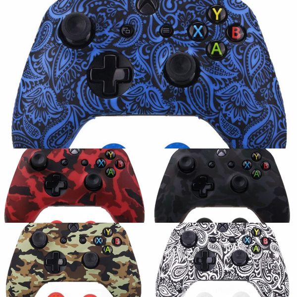 

6qevt soft xbox one s x controller case skin silicone cases comfortable gamepad for printing rubber joystick cover & 2 analog capsdhl