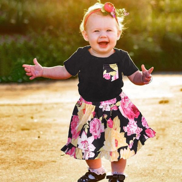 

малыш дети девочки одежда летняя одежда набор ромпер + цветочный принт тюлевая юбка 2 шт детские нарядах малыш одежда, White