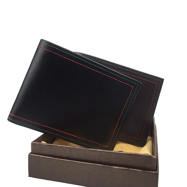 

2019 new brand men's short g wallet classic fashion men's leather wallet and coin pocket card holder with gift box, Red;black