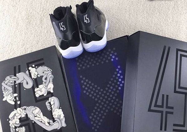 

with box 45 number 11 spaces jams basketball shoes trainers athletics shoes bred chicago gym red 11s sneakers 12763