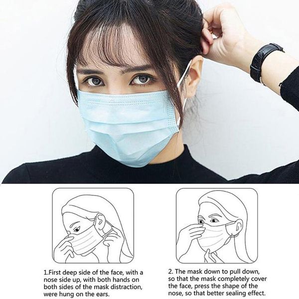 

ce dhl disposable non woven face masks 3 layer anti-dust waterproof mask ply respirator soft breathable mouth safety mass stock 2020