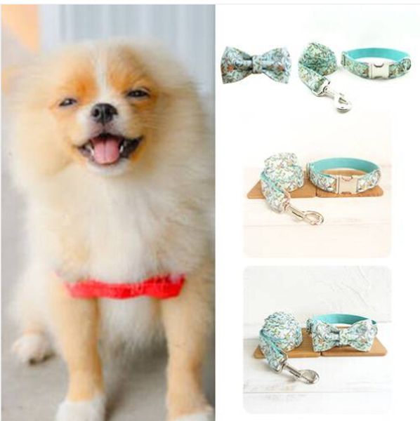 

2019 adjuatable dog cat pet collar necklace+dog training leash+puppy tie necktie