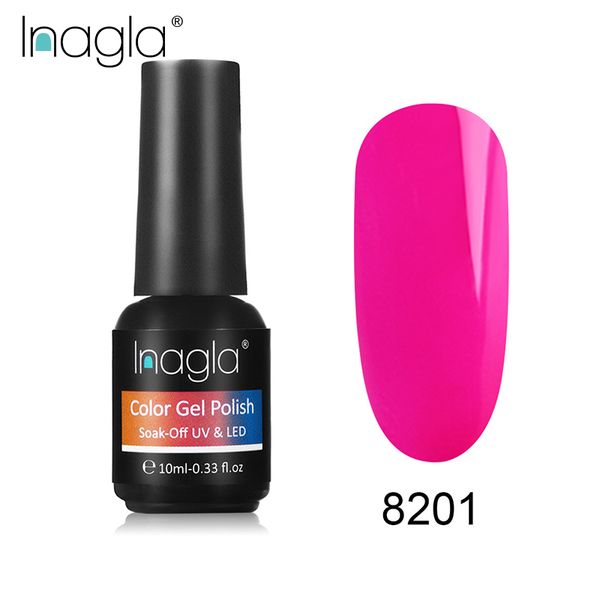 

inagla 10ml fluorescent & macaron gel polish 32 pure colors soak off uv led gel manicure varnish base coat, Red;pink