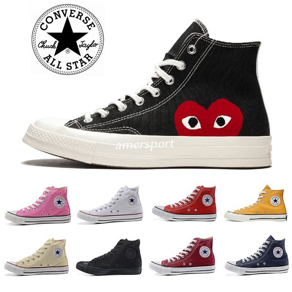 

2020 new canvas x cdg 1970s skate shoes sports classic chuck canvas jointly name play big eyes heart skateboard casual designer sneakers, Black