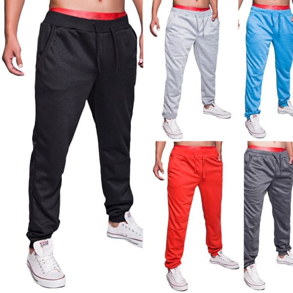 

new trousers sweat joggers hip hop men joggers pants slim fit drawstring sweat pants outdoors solid pattern 5 colors, Black