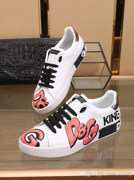 

19ss wrinkled leather mixed colors fashion brand red black white designer shoes wholesale arena shoes man casual sneaker, Blue;gray