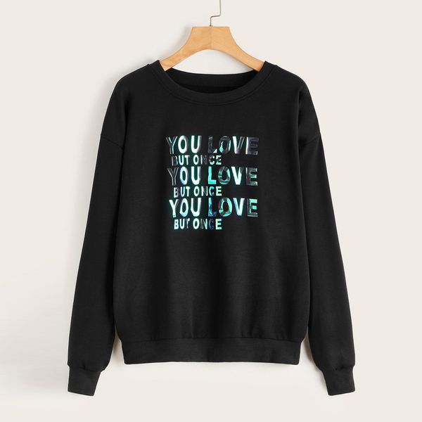 

women long sleeve sweatshirt pullovers lettle print cat casual harajuku jumper autumn spring blouse tracksuit sudadera 2019, Black