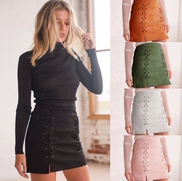 

zogaa women skirt ladies bandage hip mini skirt female a-line high waist women velvet suede stretch 2019 new, Black