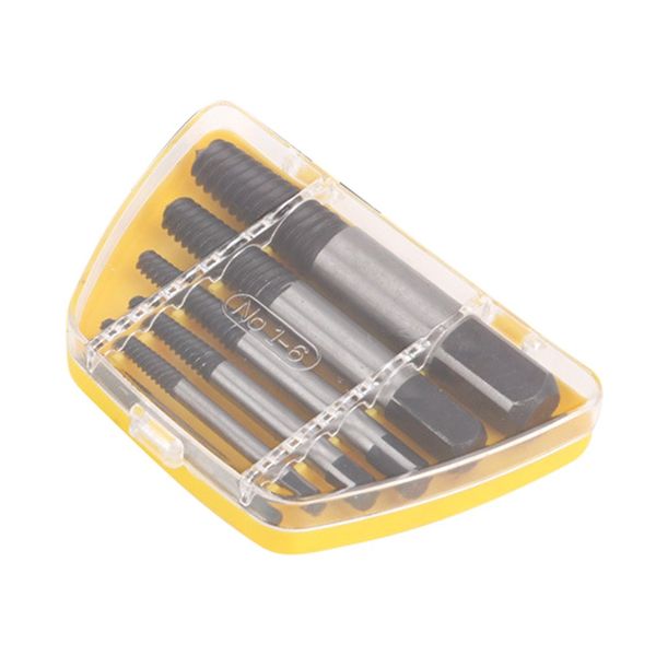 

6pcs damaged screw extractor drill bit guide set broken bolt remover threading tools kit with box hex shank alloy steel sale