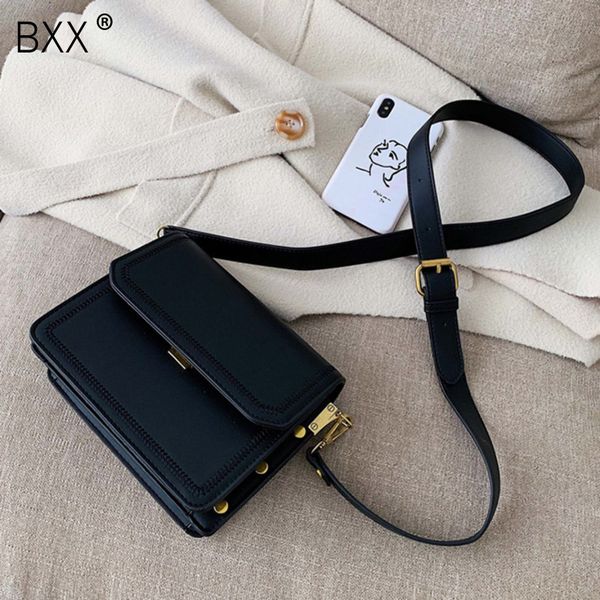 

bxx] solid color pu leather crossbody bag for women 2020 quality shoulder messenger bag female handbags and purses hl198