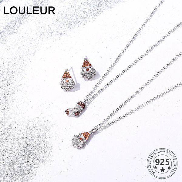 

louleur christmas gift necklace 925 sterling silver santa claus and sock necklace for women special design fine jewelry gifts
