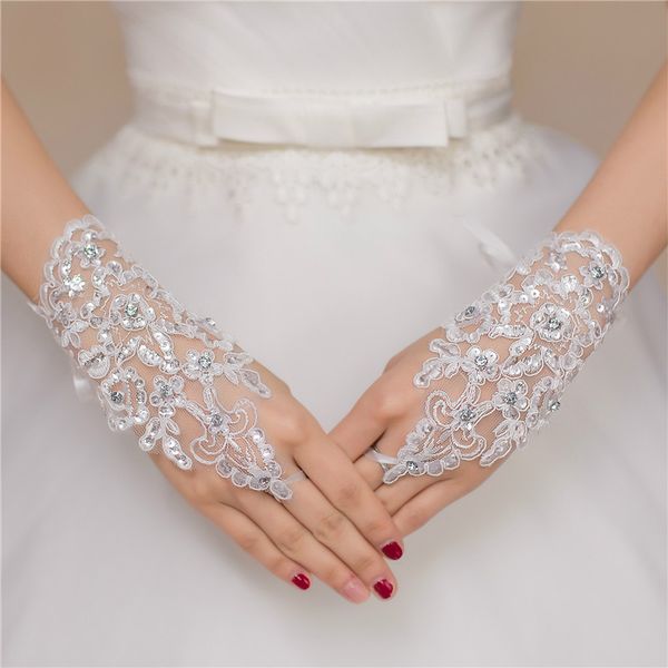 

fashion white bridal gloves pearl lace wedding bride glove with ring bracelet ladies wedding gloves accessories