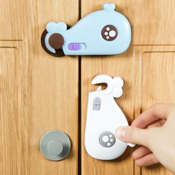 

cute cartoon child safety cabinet lock baby security protector drawer door cabinet locking plastic protection kids lock baby acc
