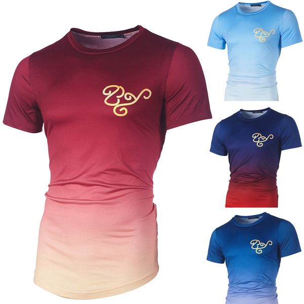 

t shirt men polyester summer tshirt men sport o-neck slim printed patchwork elasticity short sleeve plus size blouse k520, White;black