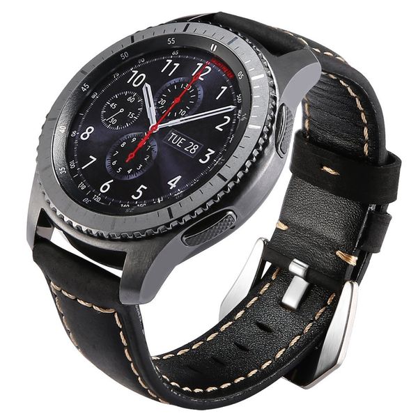 

leather band for samsung galaxy watch 46mm strap gear s3 frontier band bracelet 22mm huawei watch gt strap gear s 3 classic 46, Black;brown