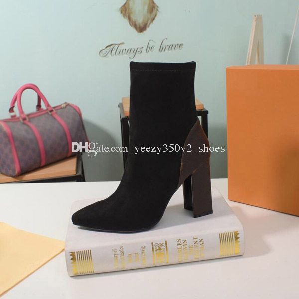 

мода boots 2020 марка роскошная женская обувь 19ss new matchmake ботильоны дизайнер высоких каблуках сапоги low boot, Black