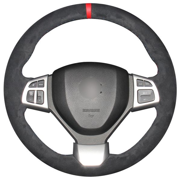 

black suede diy car steering wheel cover for suzuki swift 2014-2016