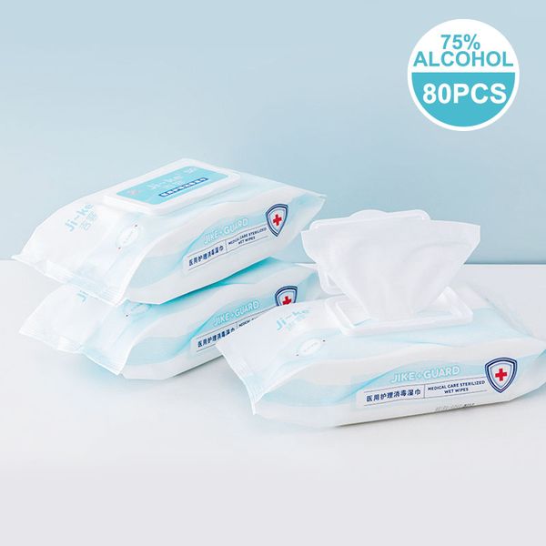 

80 шт. / упак. 75% спирт влажные салфетки санитарная дезинфекция стерилизация ткани антисептика очищение антибактериальные дезинфицирующие с