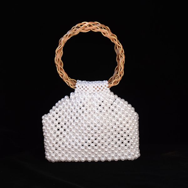 

handmade pearl bags women handbags ladies evening party shoulder bag elegant white beaded crossbody bags mini phone purse