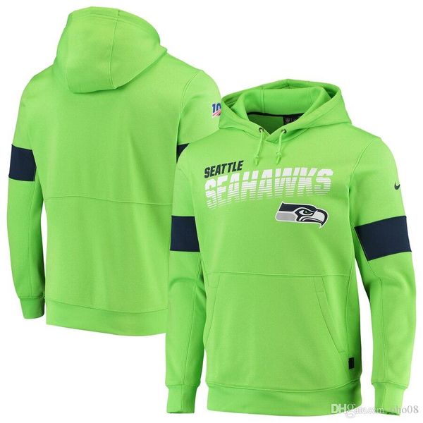 

new mens seattle seahawks authentic sweatshirt vintage sideline team performance pullover hoodie, Blue;black