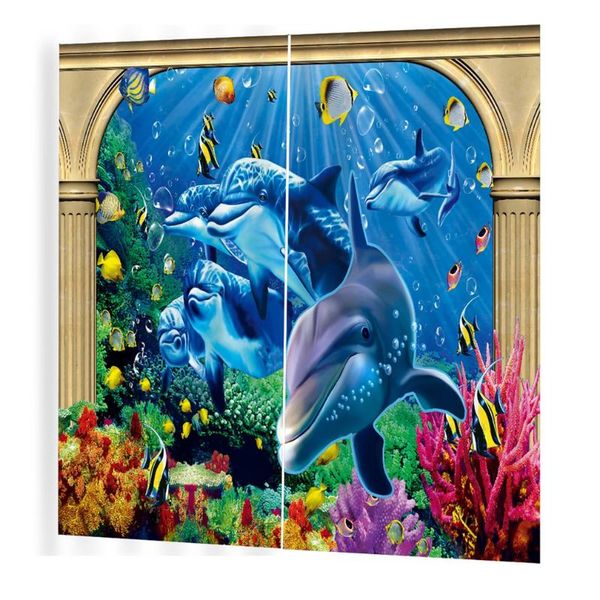 

beach prints curtains room 3d curtain window drapes bjq-1280(12) 150*166cm trendy living room bedroom blackout