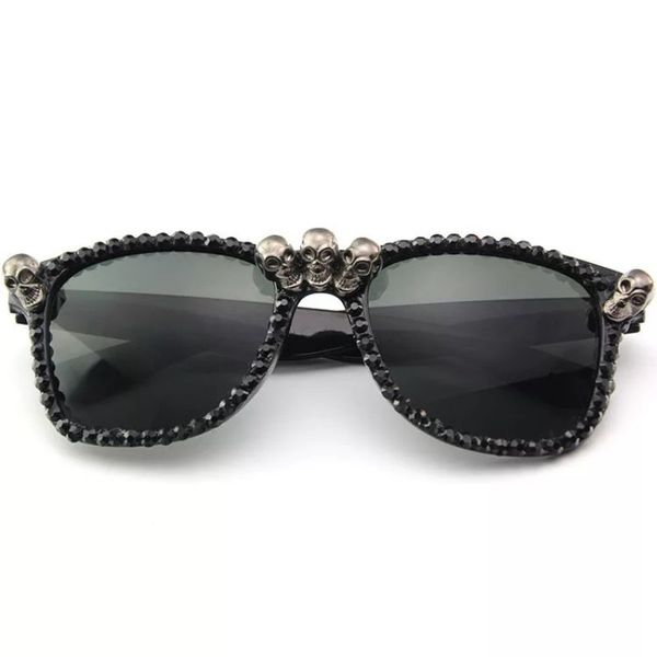

party glasses skeleton sunglasses with rhinestones studded cool cateye glasses dance party decorative christmas halloween part gift, White;black
