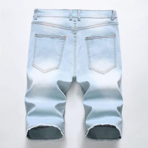 Jeans da uomo 2021 cortometrali azzurro cortometrali in jeans a pieghe di alta qualità uomini di alta qualità in cotone stretch jean cerniera casual339m