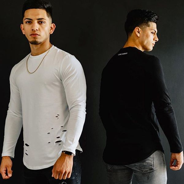 

cotton running shirt long sleeve sport men t shirt casual sportswear bodybuilding gym tshirt training workout fitness sweatshirt, Black;blue