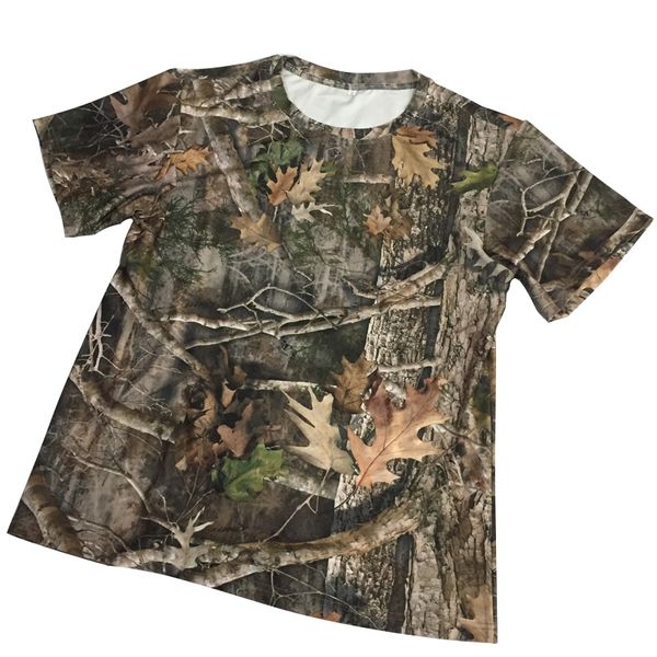 

outdoor bionic hunting jungle camouflage knitted stretch men's t-shirt, Camo