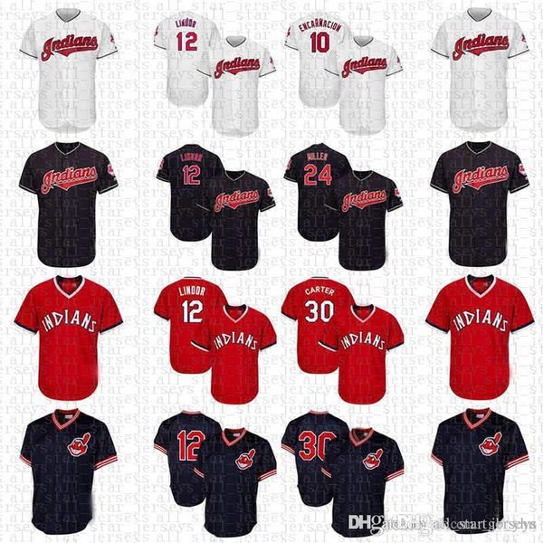 

Cleveland Francisco Lindor Indians Baseball Jerseys Andrew Corey Kluber Miller Edwin Encarnacion Joe Carter Jersey
