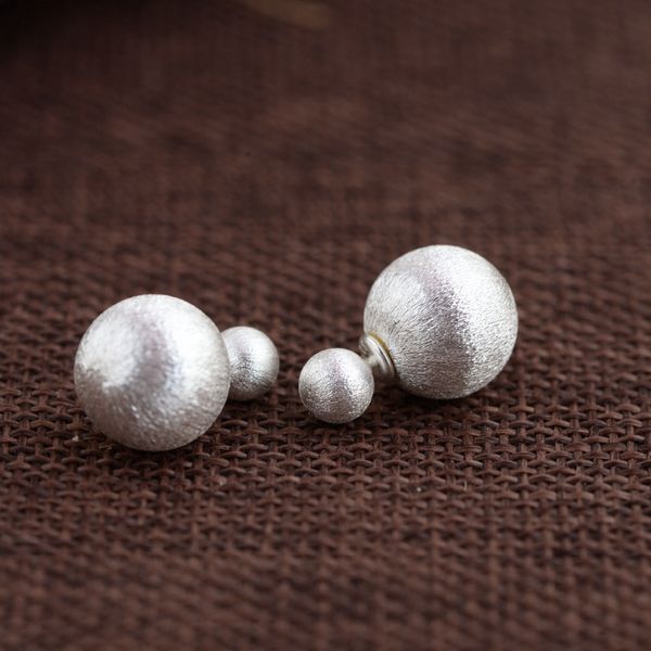 

fashion- 925 sterling silver double ball stud earrings for women mother lover gifts classic fashion earrings jewelry sy31359, Golden;silver