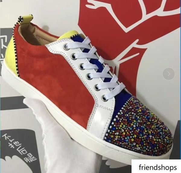 

дизайнер красного нижнего шипы плоского велюр замша кроссовки iron gray мужчин тренеры 100% натуральная кожа обувь партия mn1896019