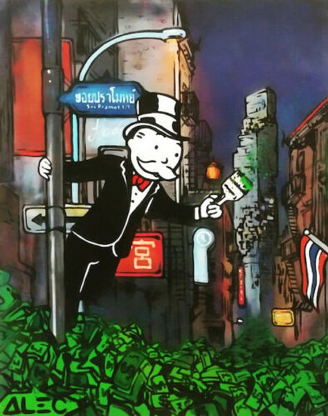 

alec monopoly graffiti art home decor bangkok thailand handcrafts /hd print oil painting on canvas wall art canvas pictures 191023