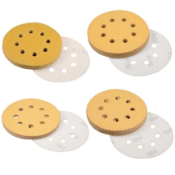 

uxcell 5 inch sanding discs 40-600 grits 8 holes hook loop wet dry flocking sandpaper sander sand paper to leather plastic