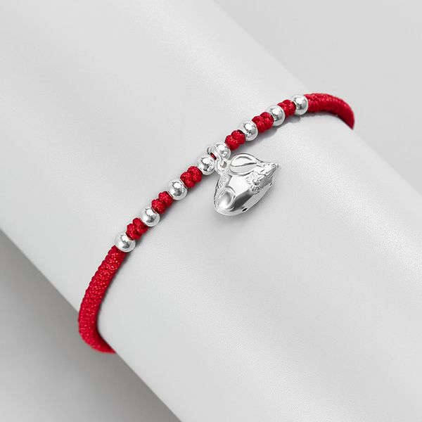 

sterling silver zodiac red rope anklet womens armlets womens natal rat hand-woven jiao sheng mens, Red;blue