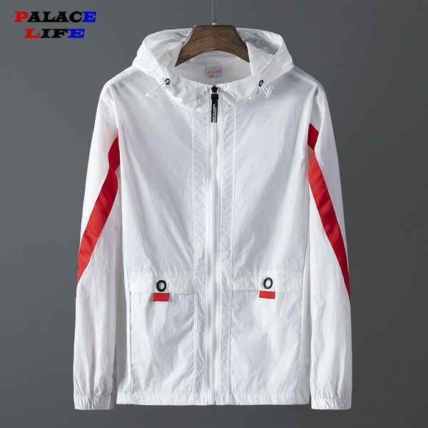 

spring thin windbreaker jacket men 2020 plus size s-8xl sunscreen waterproof uv lovers thin slim fit outwear men hooded jacket, Black;brown