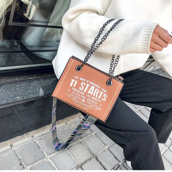 

new women's messenger bag fashion ladies chain handbag wide shoulder strap shoulder bag female pu leather bags