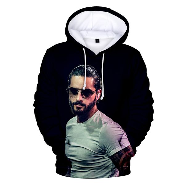 

singer maluma 3d hoodies sweatshirts boys/girls maluma autumn winter long sleeve tracksuits pullovers hip-hop streetwear top, Black