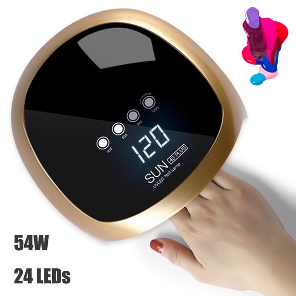 

52w gel lamp for nails sun4s plus uv led lamp 24 leds internal lcd display for nail gels polish quick drying polish dryer