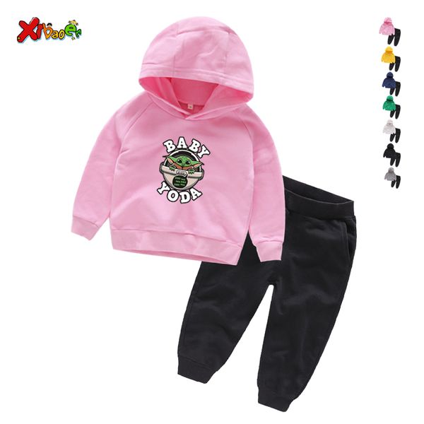 

kids yoda funny children boys girls clothing cotton long sleeve letter sets kids clothes tracksuit baby t-shirt pants 2 pcs/suit, White
