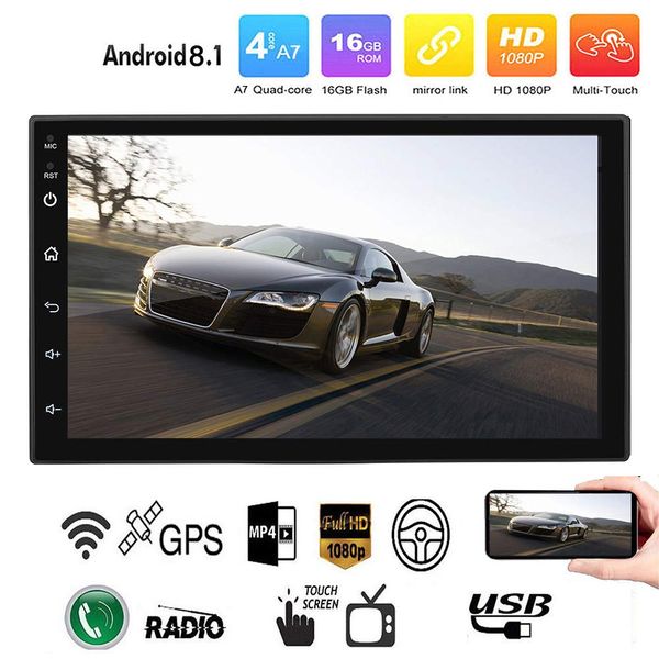 

android 8.1 car radio stereo gps navigation bluetooth wifi universal 7'' 2din car radio stereo quad core multimedia player audio