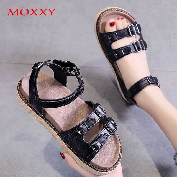 

summer woman platform sandals female 2020 genuine leather black wedges casual woman shoes open toe sandalias de las mujeres